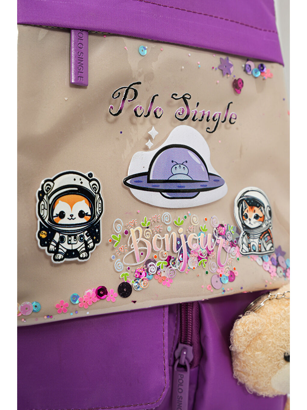 Ayıcık Detaylı Kız Çocuk İlkokul Çanta Seti-5