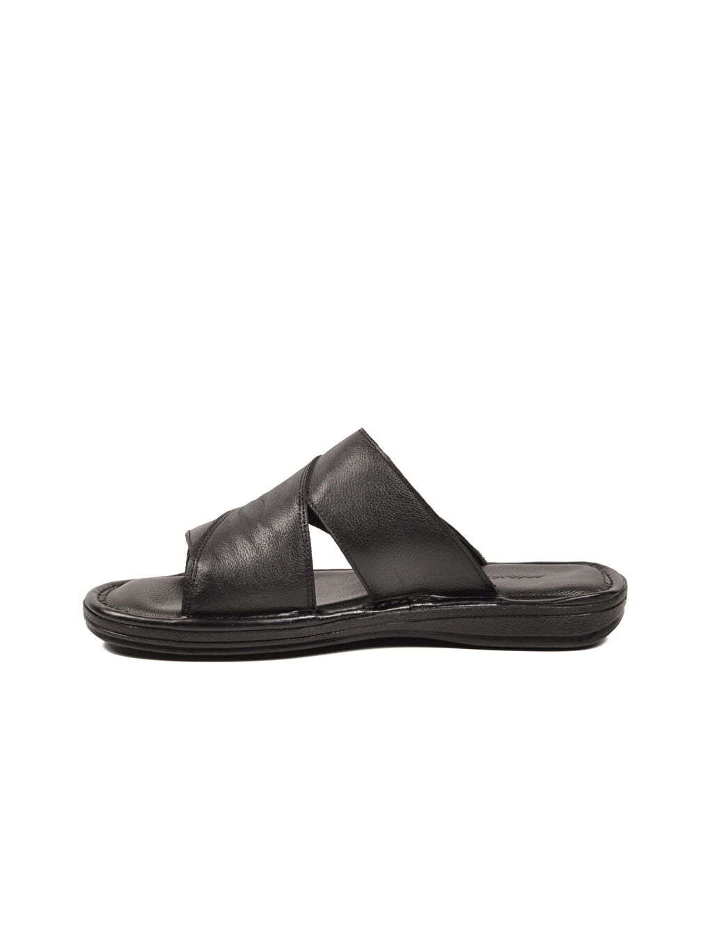 Siyah Hakiki Deri Yumuşak Taban Erkek Terlik 8523 M-3