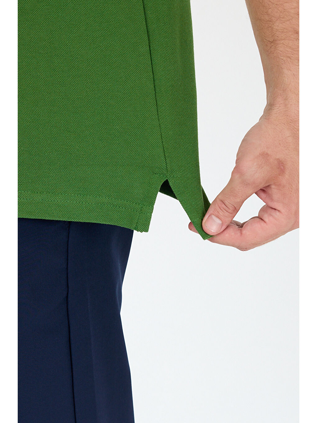 Yeşil Polo Yaka Kısa Kollu Pike Erkek %100 Pamuk Tişört-3