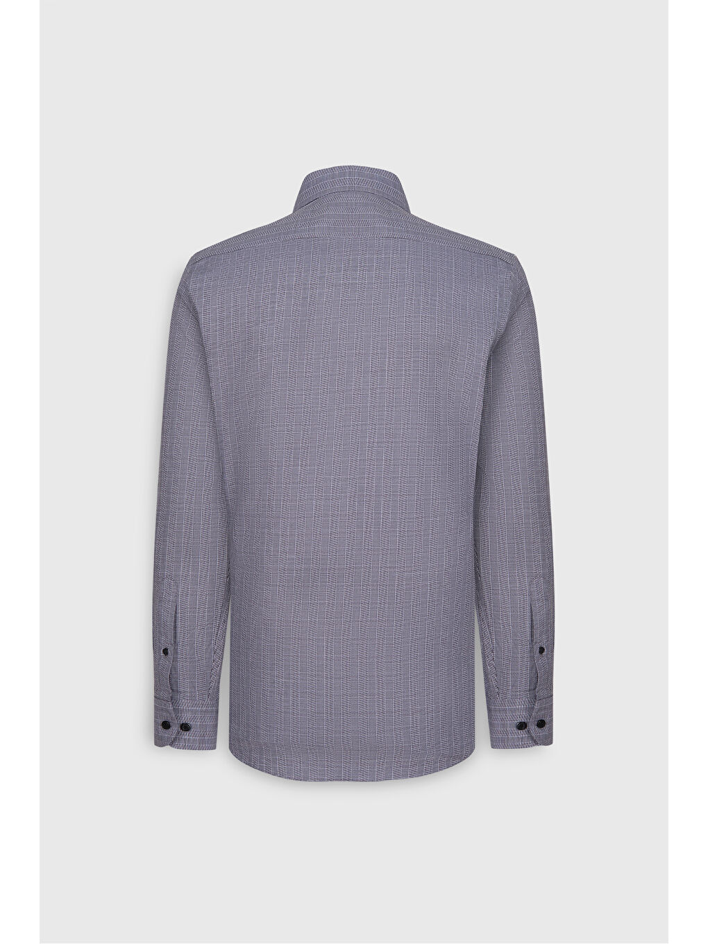 Erkek Gri-Beyaz %100 Pamuk Oxford Slim Fit Dar Kesim Gizli Düğmeli Yaka Kareli Gömlek-8