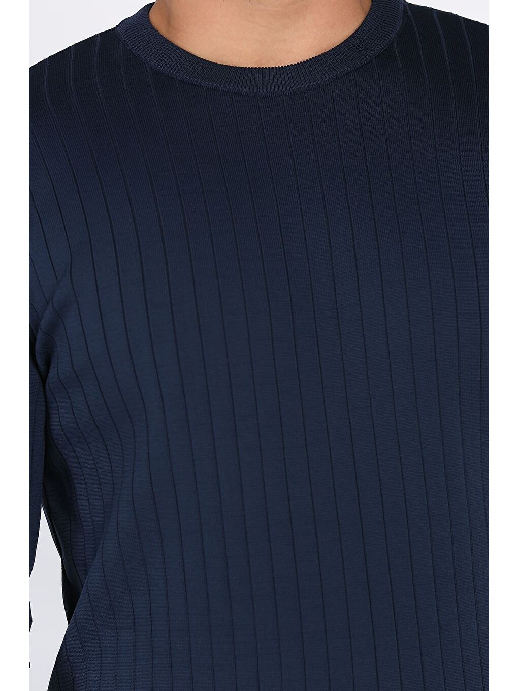 Lacivert Bisiklet Yaka Erkek Triko Kazak-3