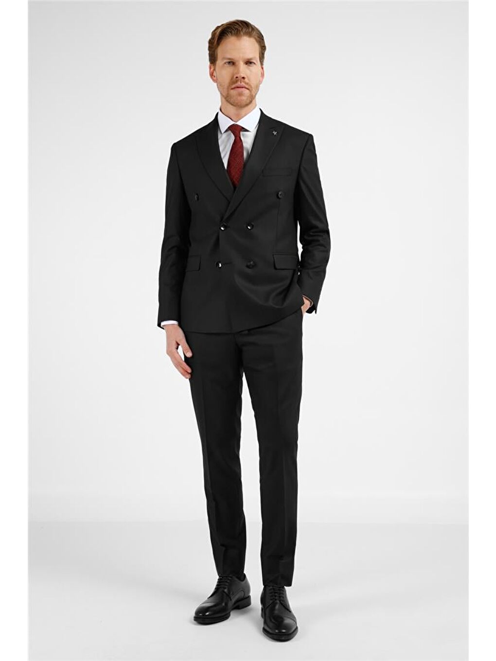 Siyah Kırlangıç Yaka 6 Drop Slim Fit Takım Elbise 1001255172-1