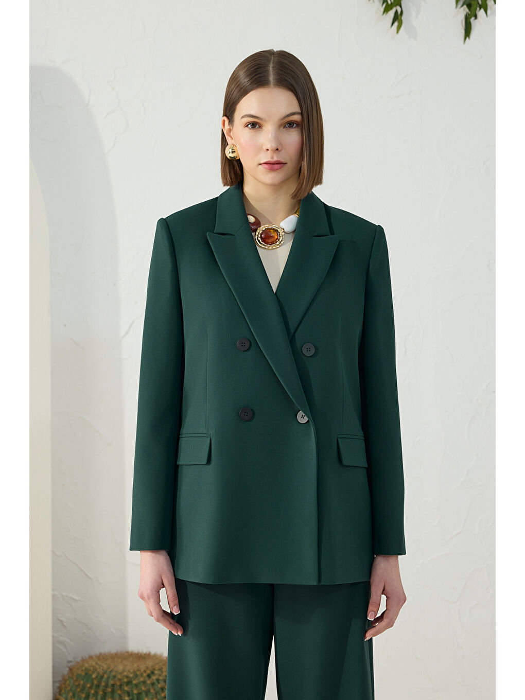 Petrol Kırlangıç Yaka Klasik Ceket-1