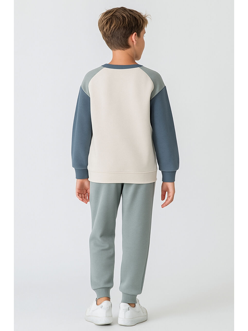 Yeşil Erkek Çocuk Futurıstıc Feels Baskılı 3 İplik Kalın Kışlık Eşofman Takımı Ak4229-3