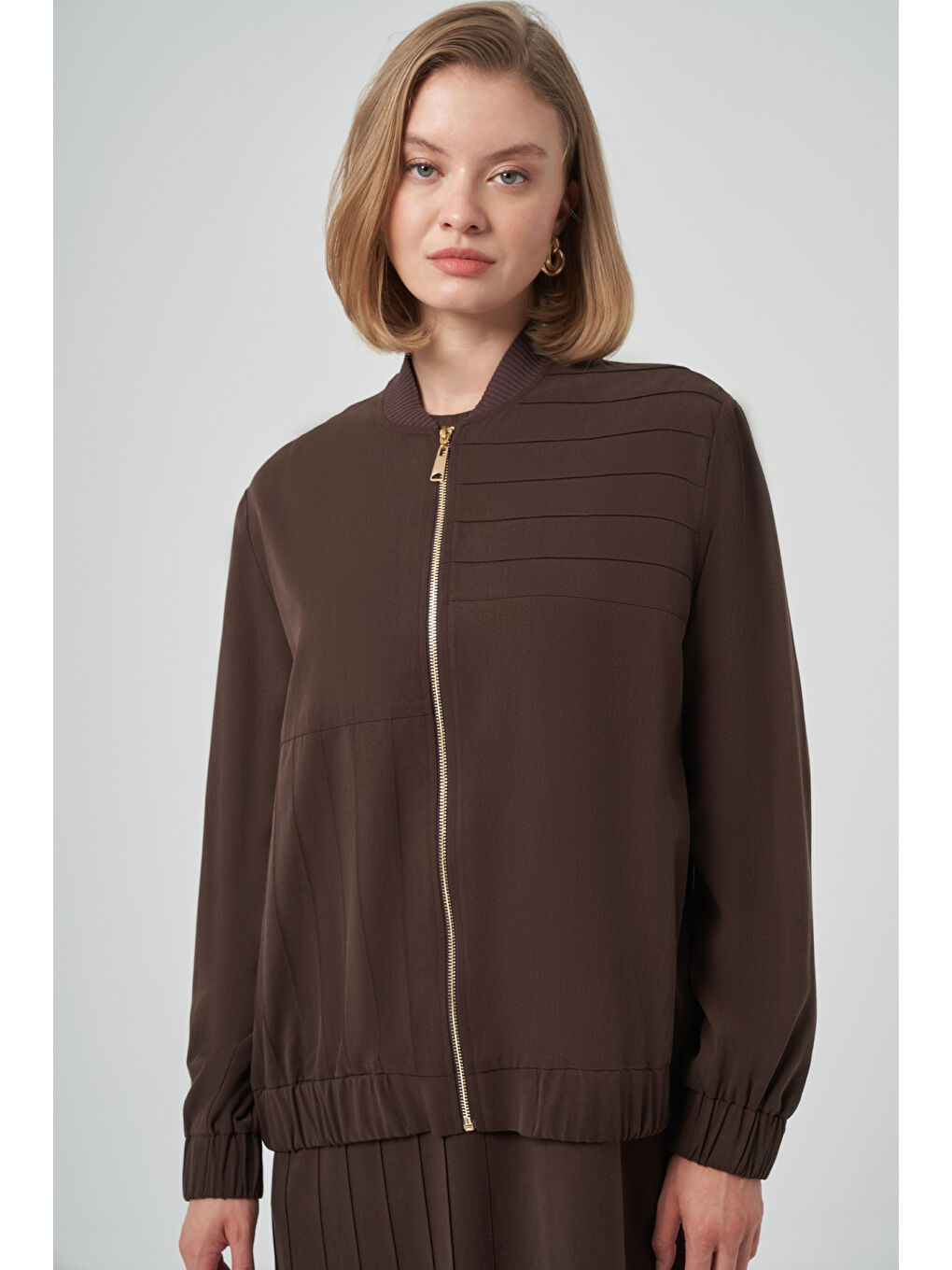 Bomber Ceket Elbise Takım 1036 Kahverengi-1