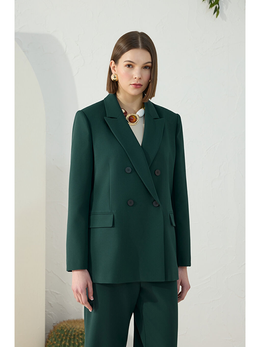 Petrol Kırlangıç Yaka Klasik Ceket-2