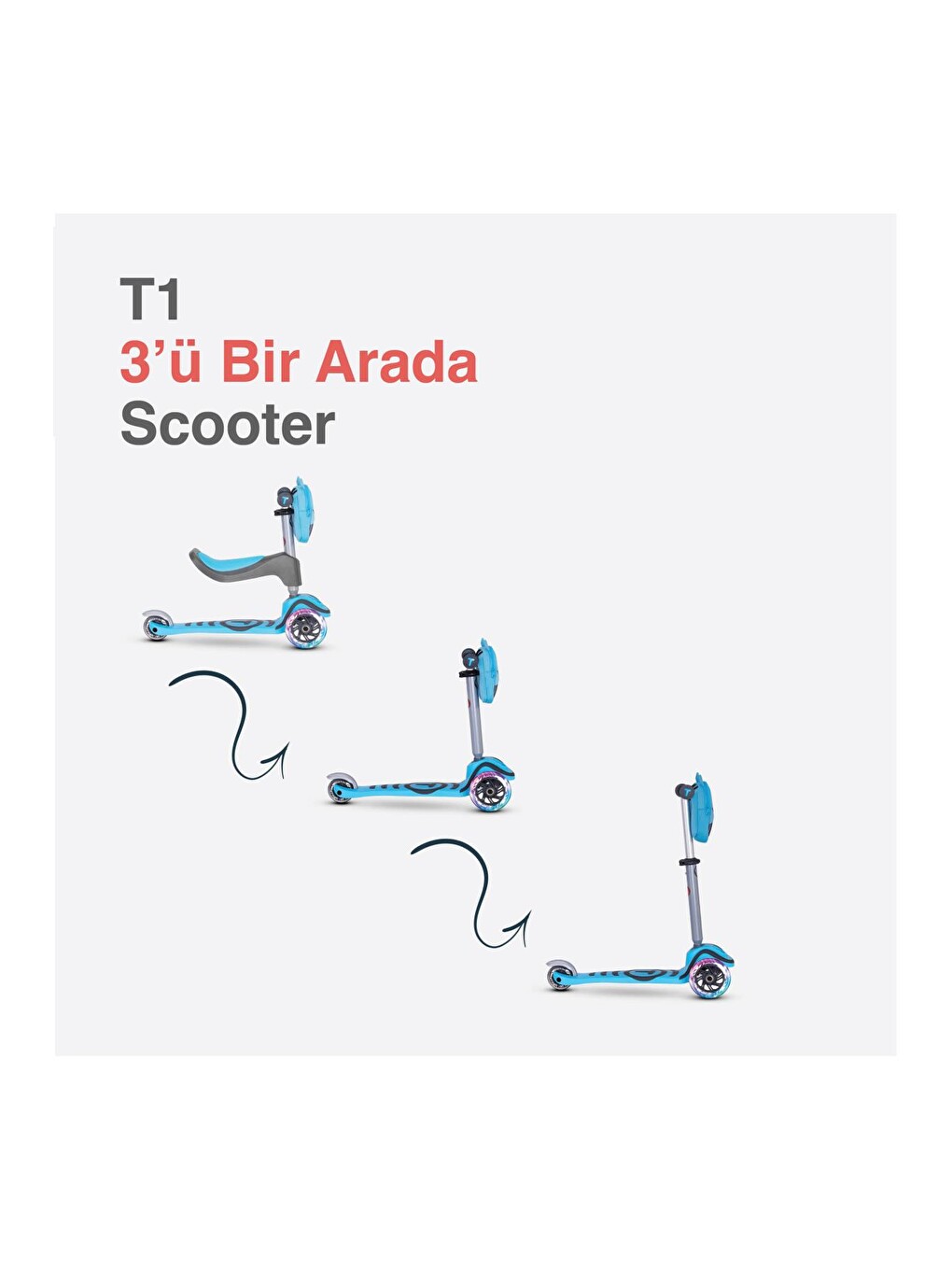 T1 3’ü 1 Arada Oturaklı ve Çantalı Çocuk Scooterı (15 Ay - 5 Yaş) 92981