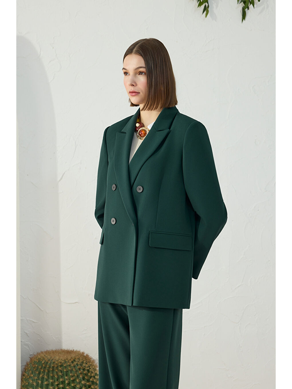 Petrol Kırlangıç Yaka Klasik Ceket-3