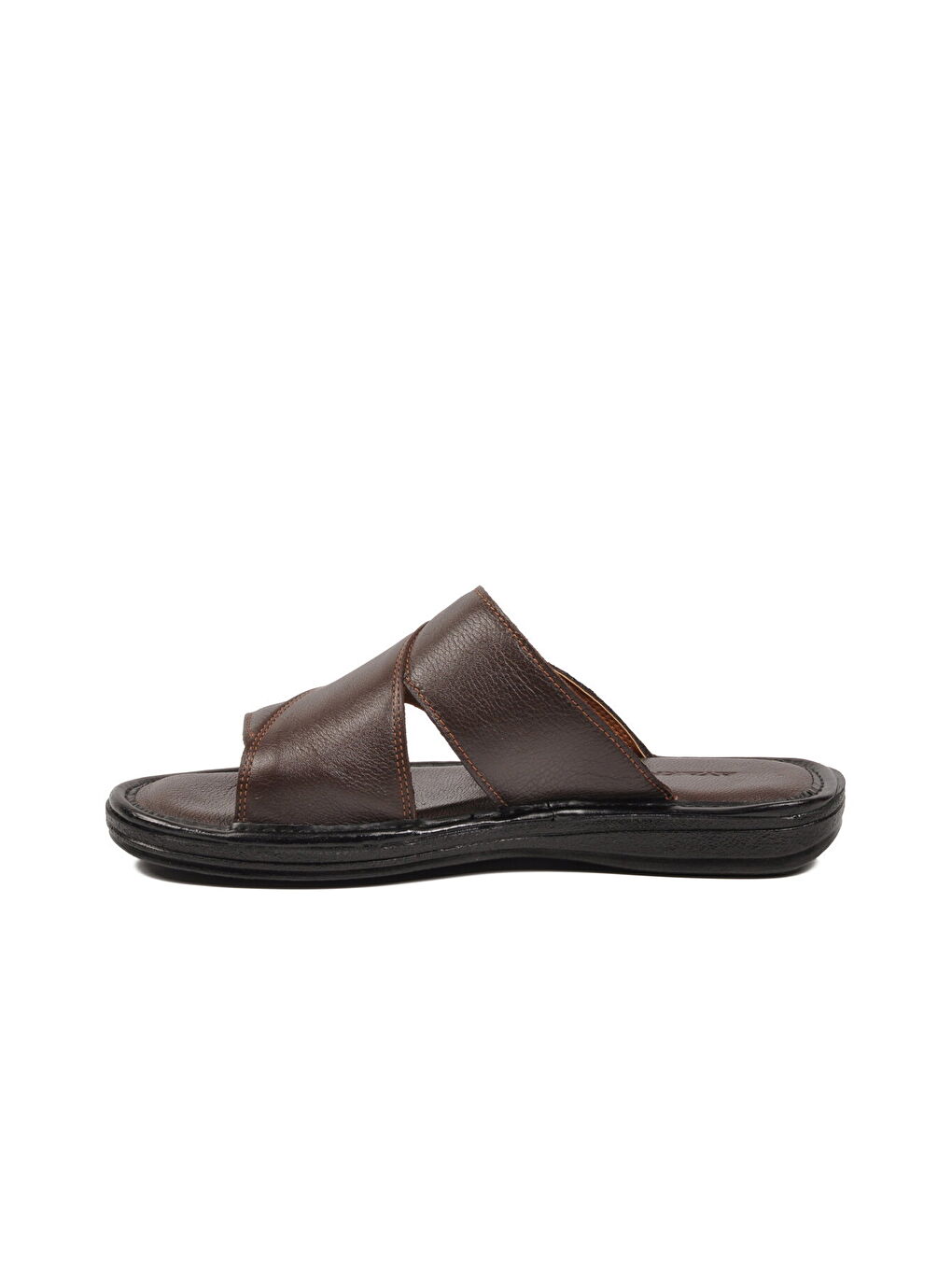 Kahverengi Kahve Hakiki Deri Yumuşak Taban Erkek Terlik 8523 M-3