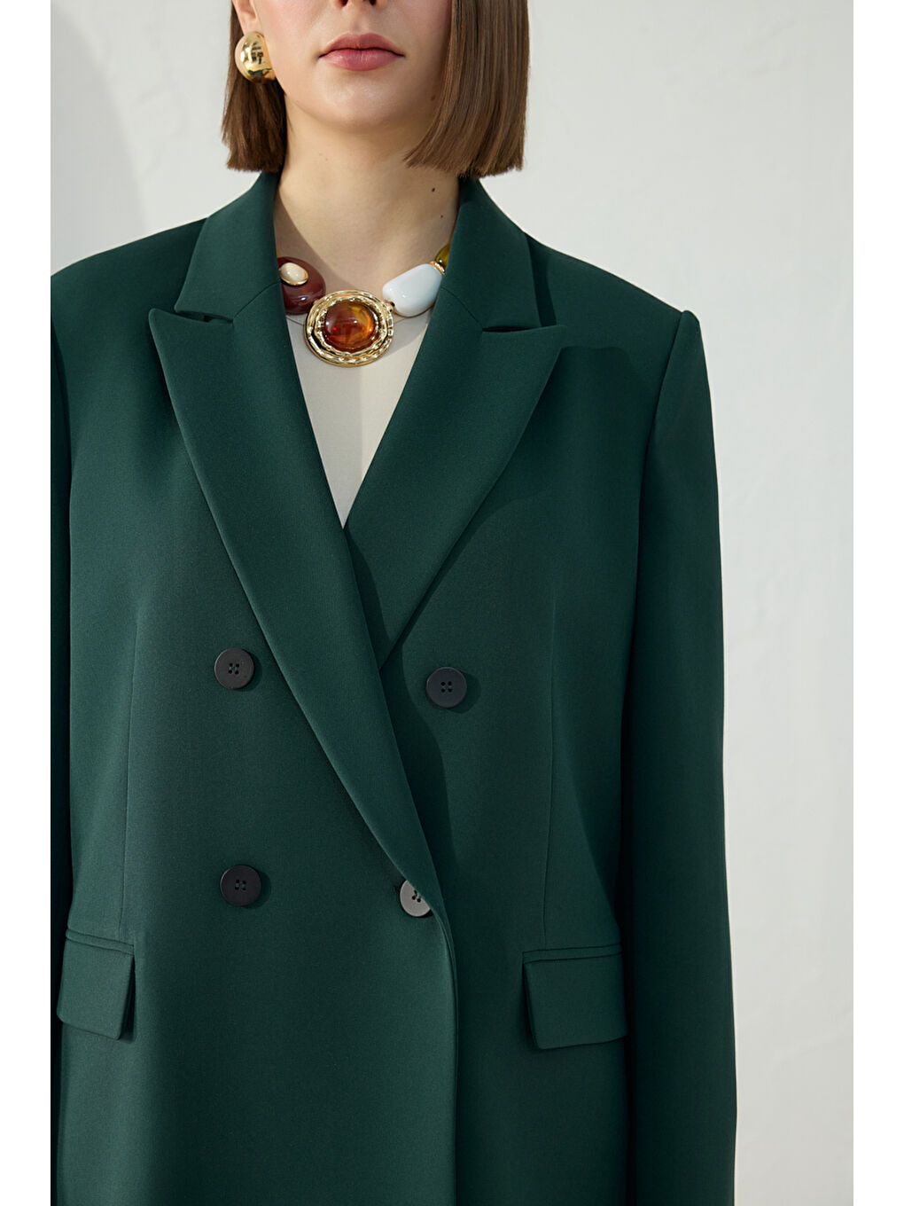 Petrol Kırlangıç Yaka Klasik Ceket-5