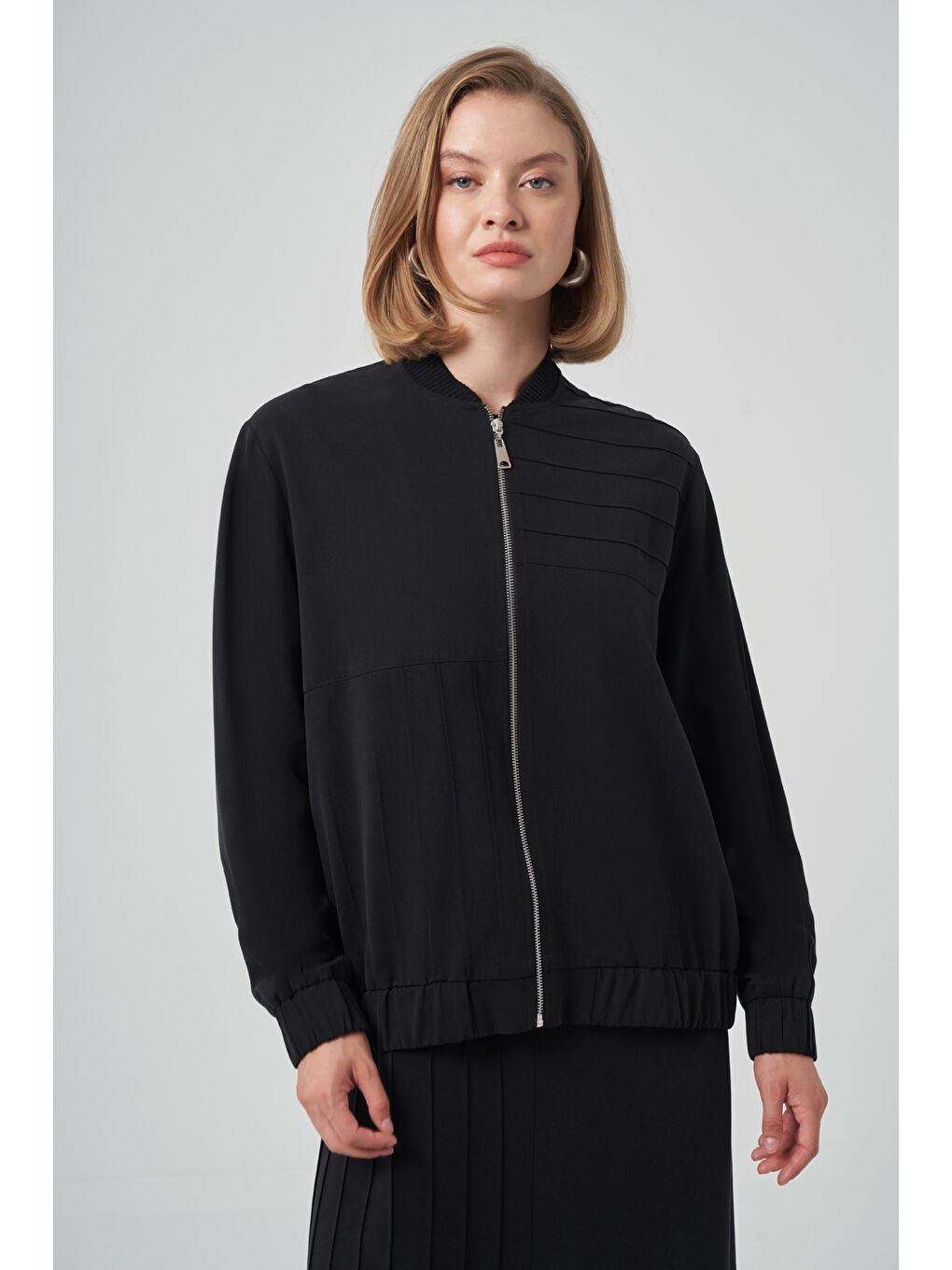 Bomber Ceket Elbise Takım 1036 Siyah-1