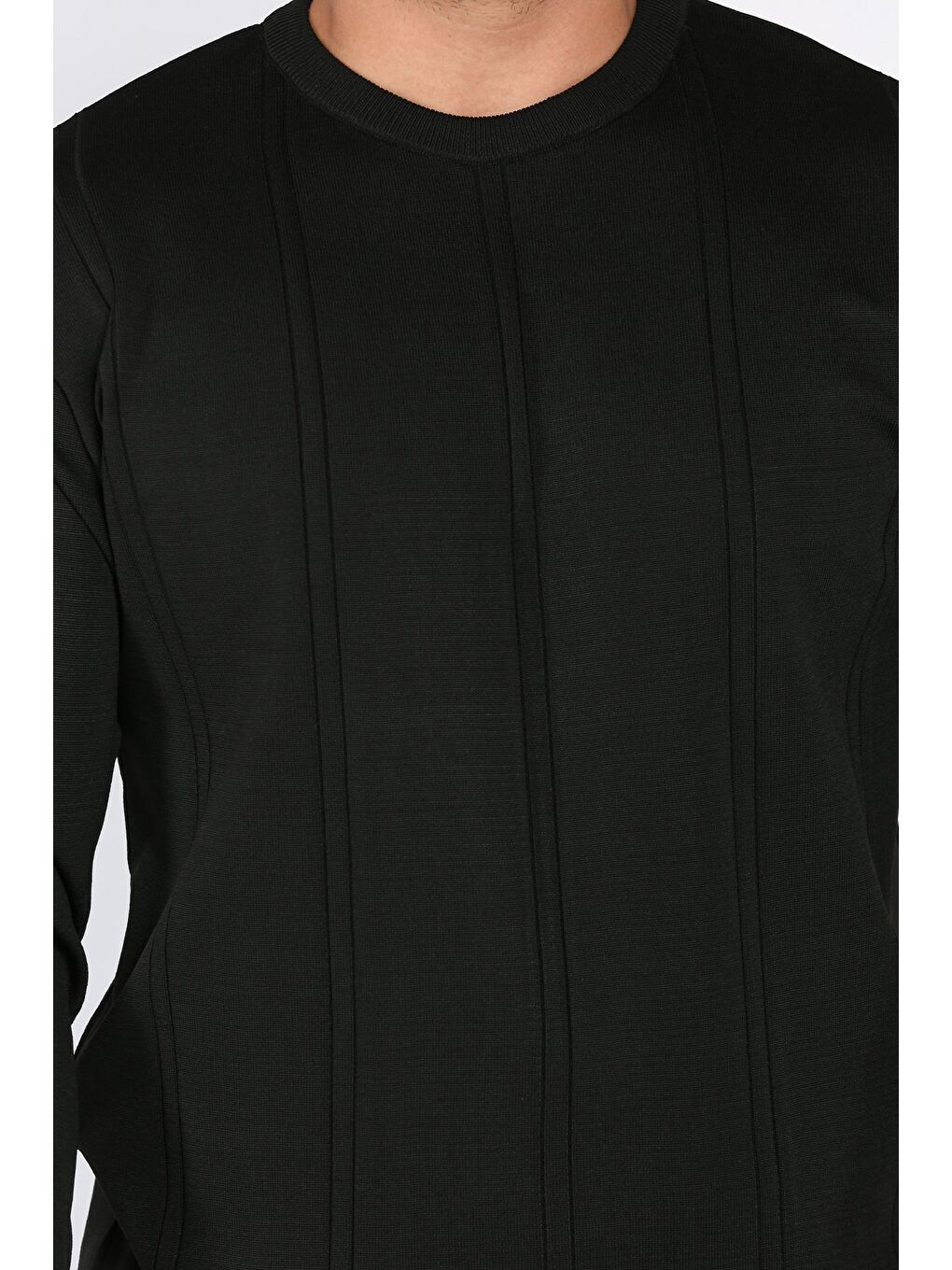 Siyah Erkek Bisiklet Yaka Triko Kazak-3