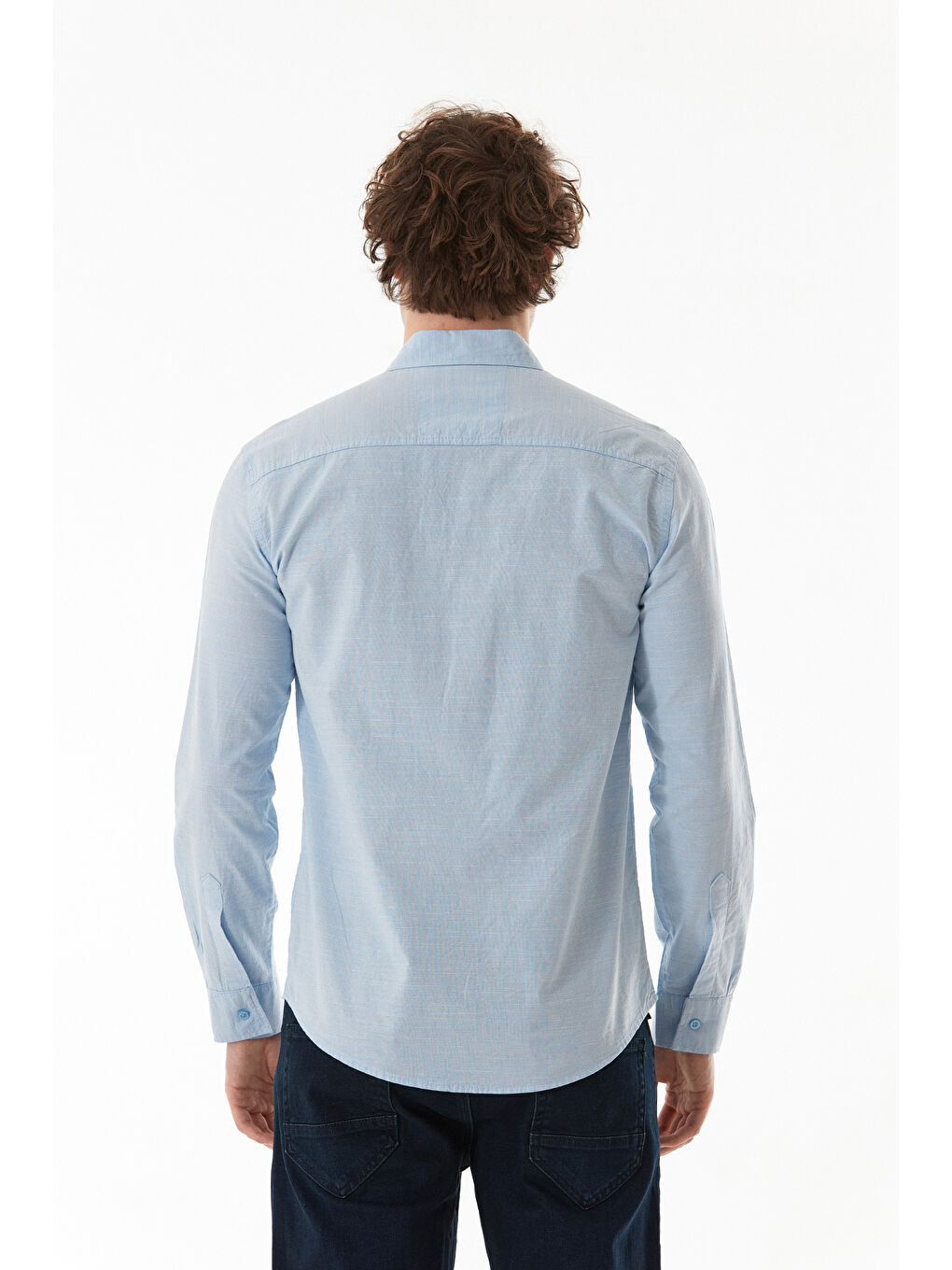 Mavi Çizgili Düğmeli Gömlek-3