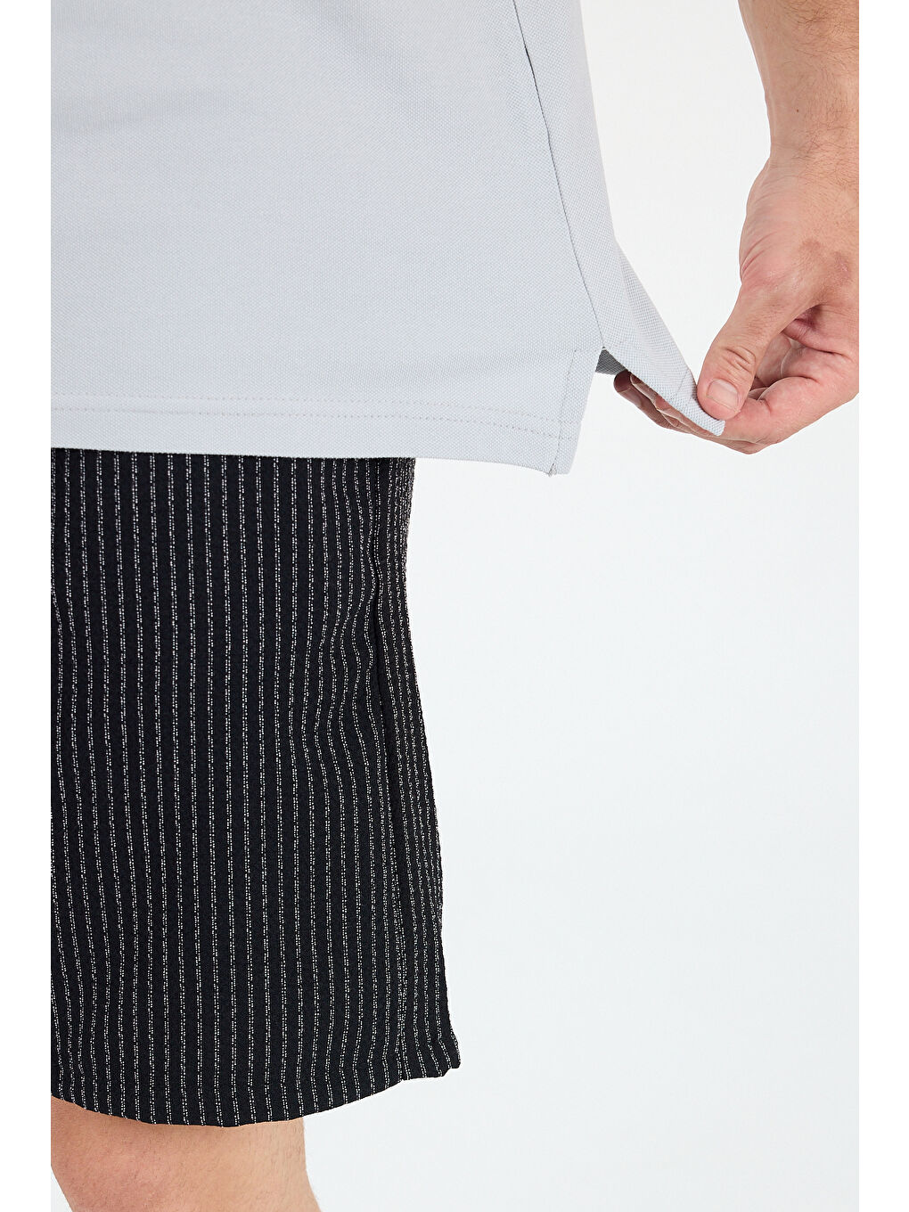 Gri Polo Yaka Kısa Kollu Pike Erkek %100 Pamuk Tişört-3