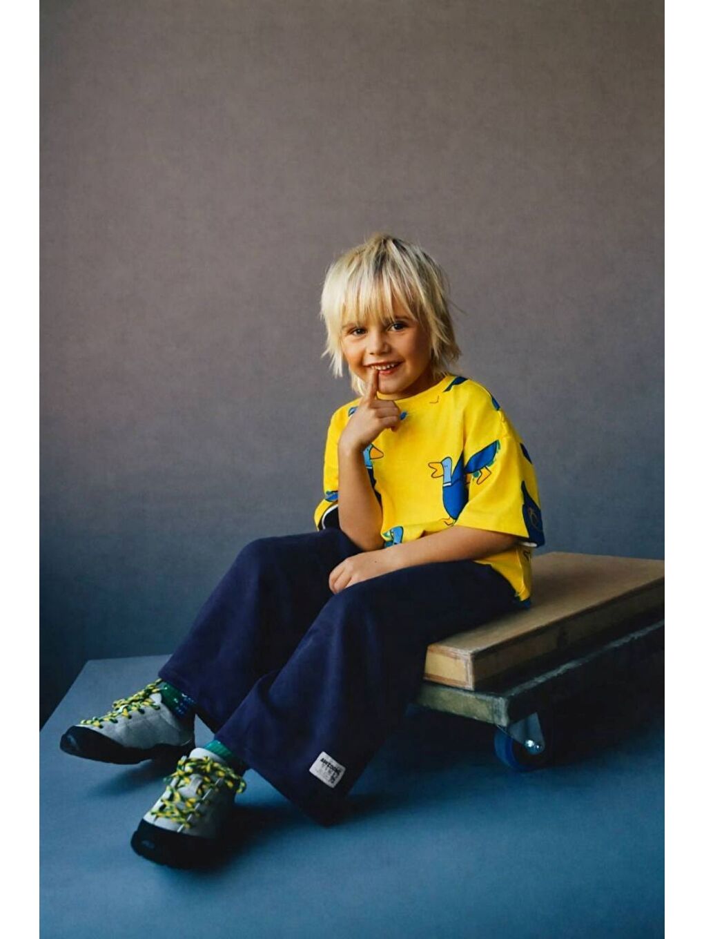 Mavi Happy Duck Baskılı Erkek Çocuk ALT - ÜST Takım %100 Pamuk Sarı Lacivert-1