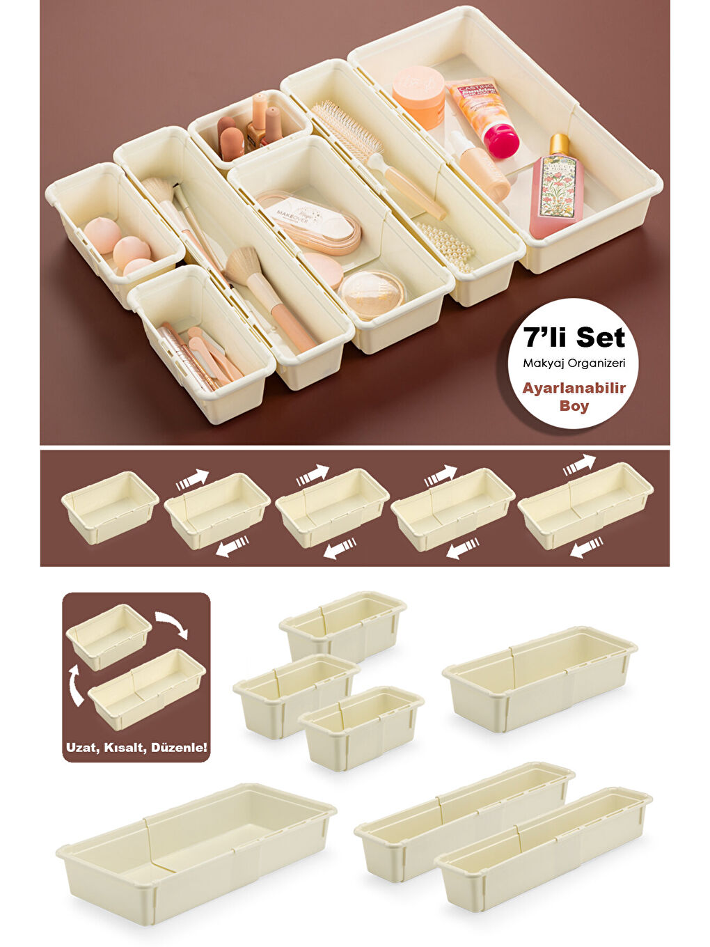 7 Parça Uzayabilen Makyaj Organizeri