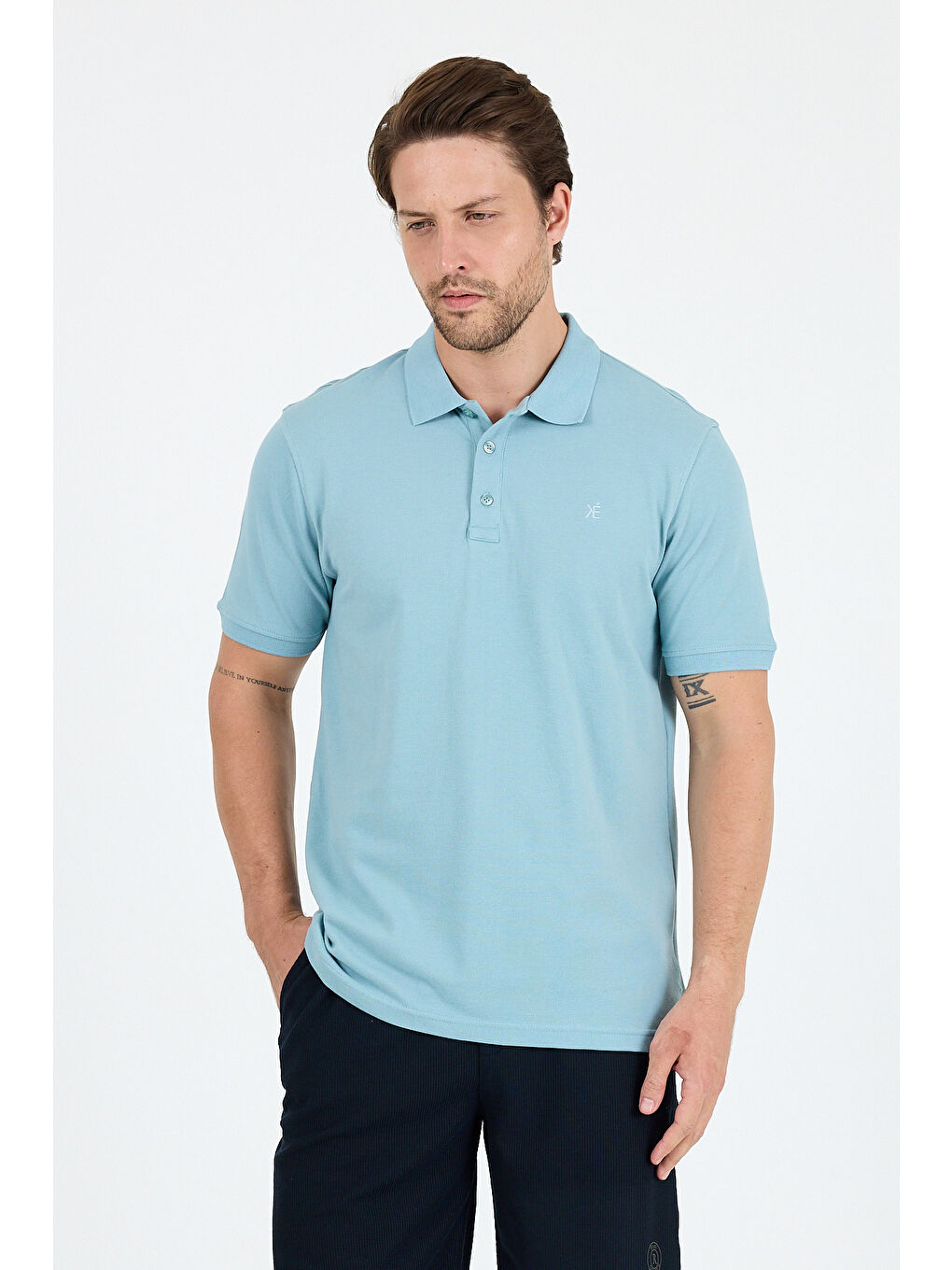 Mavi Polo Yaka Kısa Kollu Pike Erkek Tişört