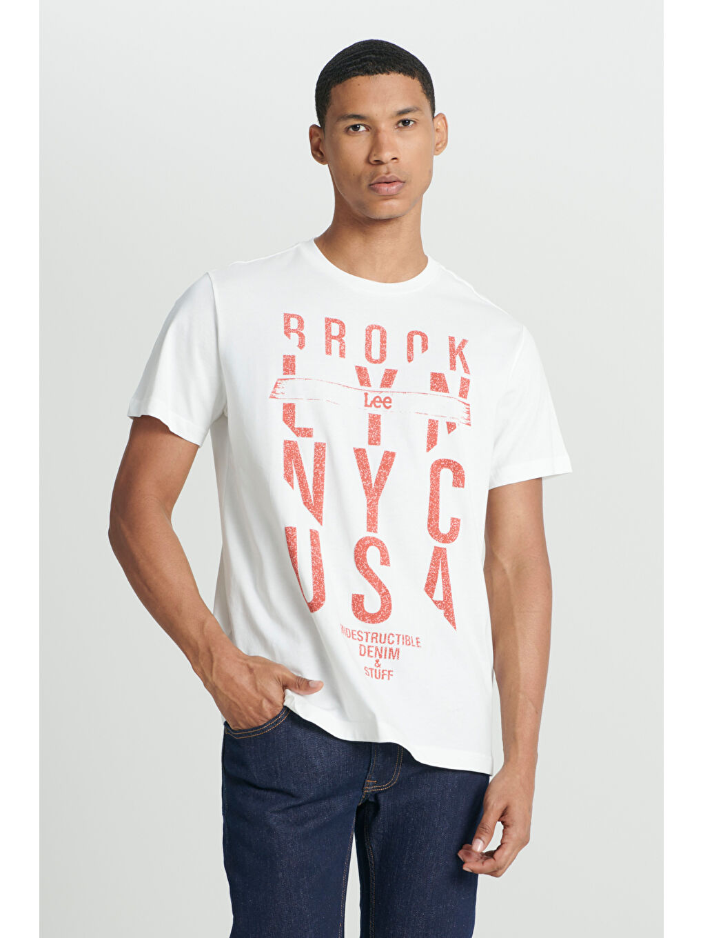 Regular Fit Rahat Kesim Bisiklet Yaka %100 Pamuk Kırık Beyaz Tişört-1