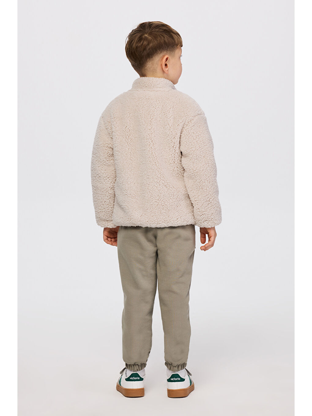 Bej Erkek Çocuk Pelüş Taş Ceket-6