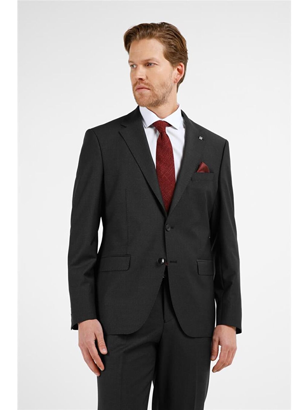 Antrasit Mono Yaka 6 Drop Comfort Fit Takım Elbise 1001255178-1