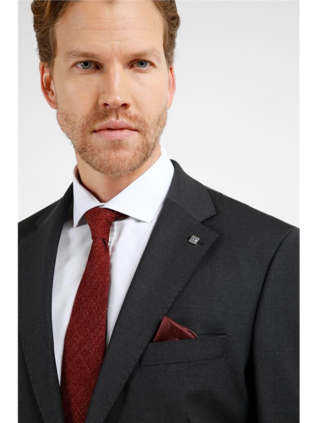 Antrasit Mono Yaka 6 Drop Comfort Fit Takım Elbise 1001255178-3