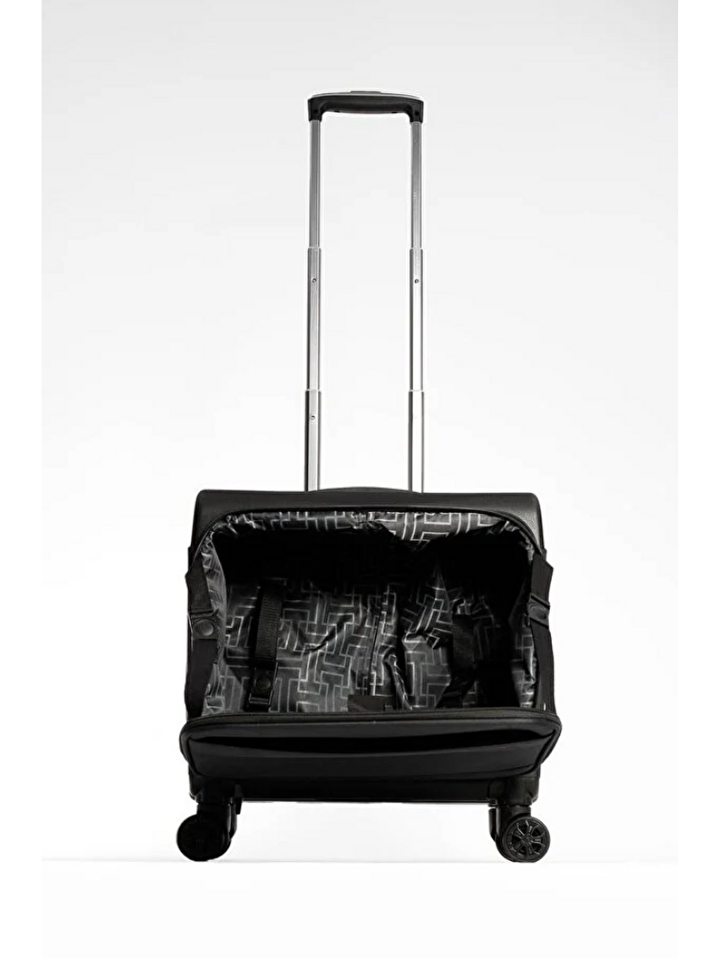 Siyah Laptop Korumalı TSA Kilitli 8 Tekerlek Kumaş Pilot Valizi-3