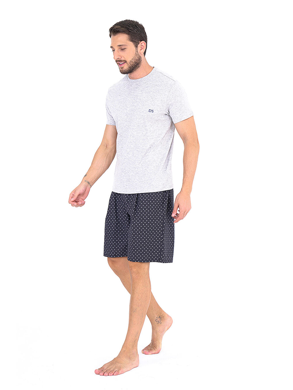 Gri Dokuma Şort Takımı GRİ-1