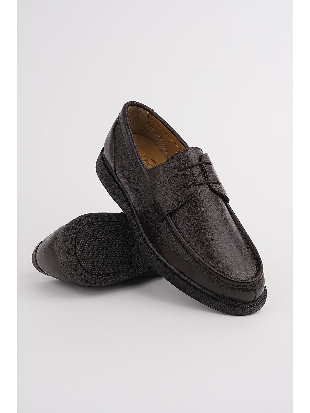 Kahverengi FATHER Hakiki Deri Bağcıklı Rahat Taban Erkek Günlük Klasik Casual Ayakkabı-1