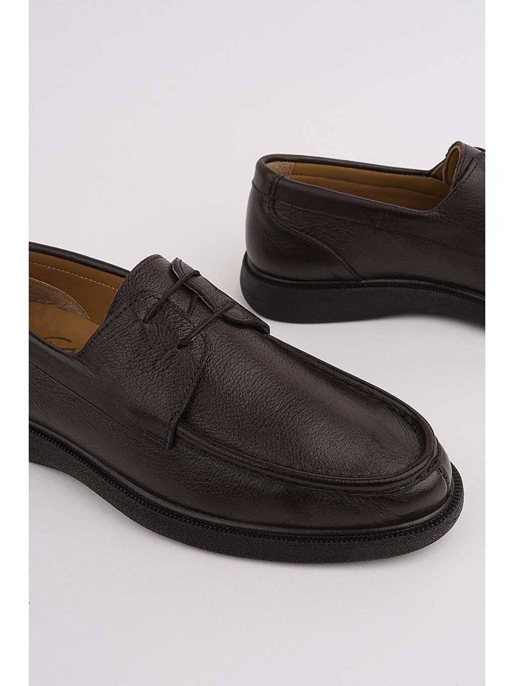 Kahverengi FATHER Hakiki Deri Bağcıklı Rahat Taban Erkek Günlük Klasik Casual Ayakkabı-2