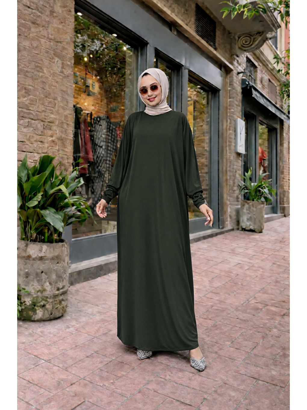 Kadın Premium Comfort Uzun Haki Namaz Elbisesi