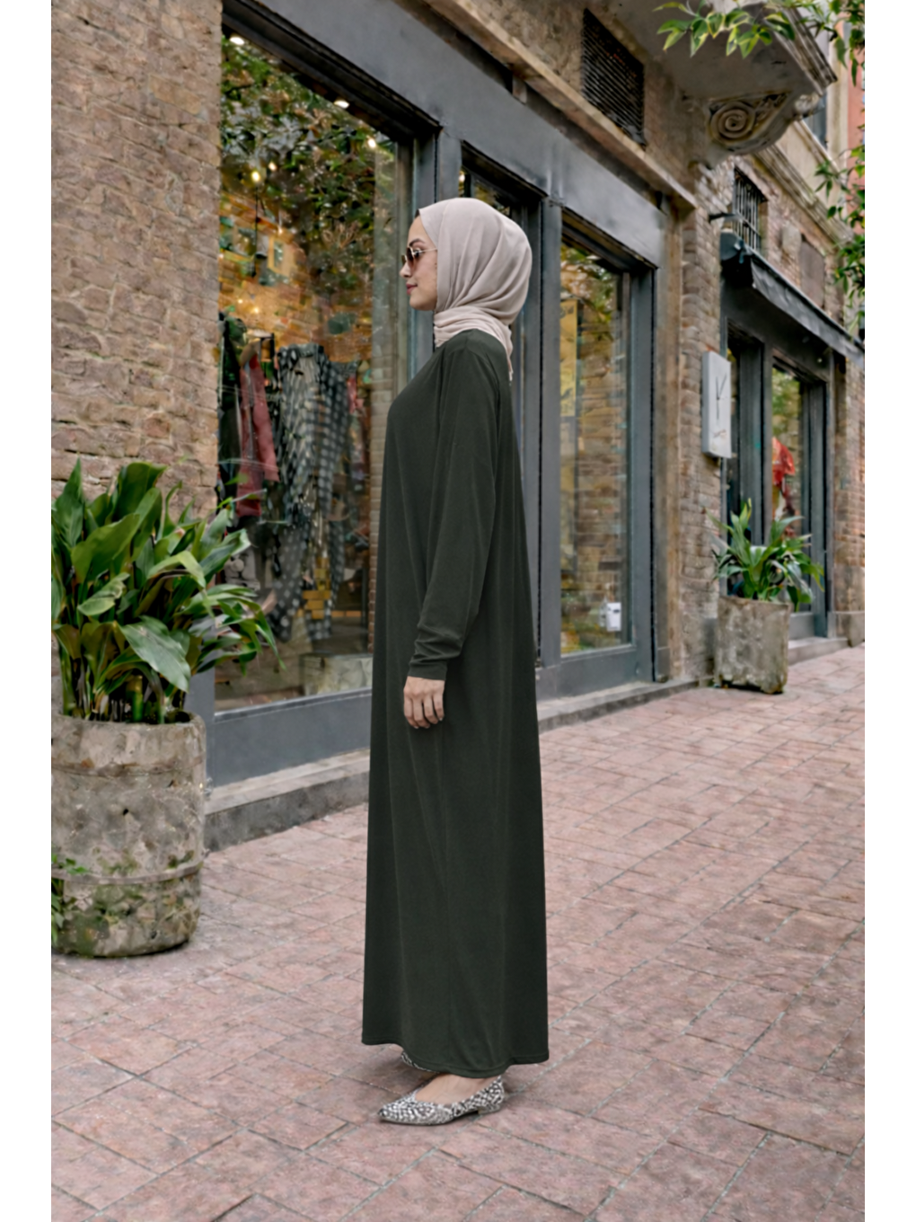 Kadın Premium Comfort Uzun Haki Namaz Elbisesi-1