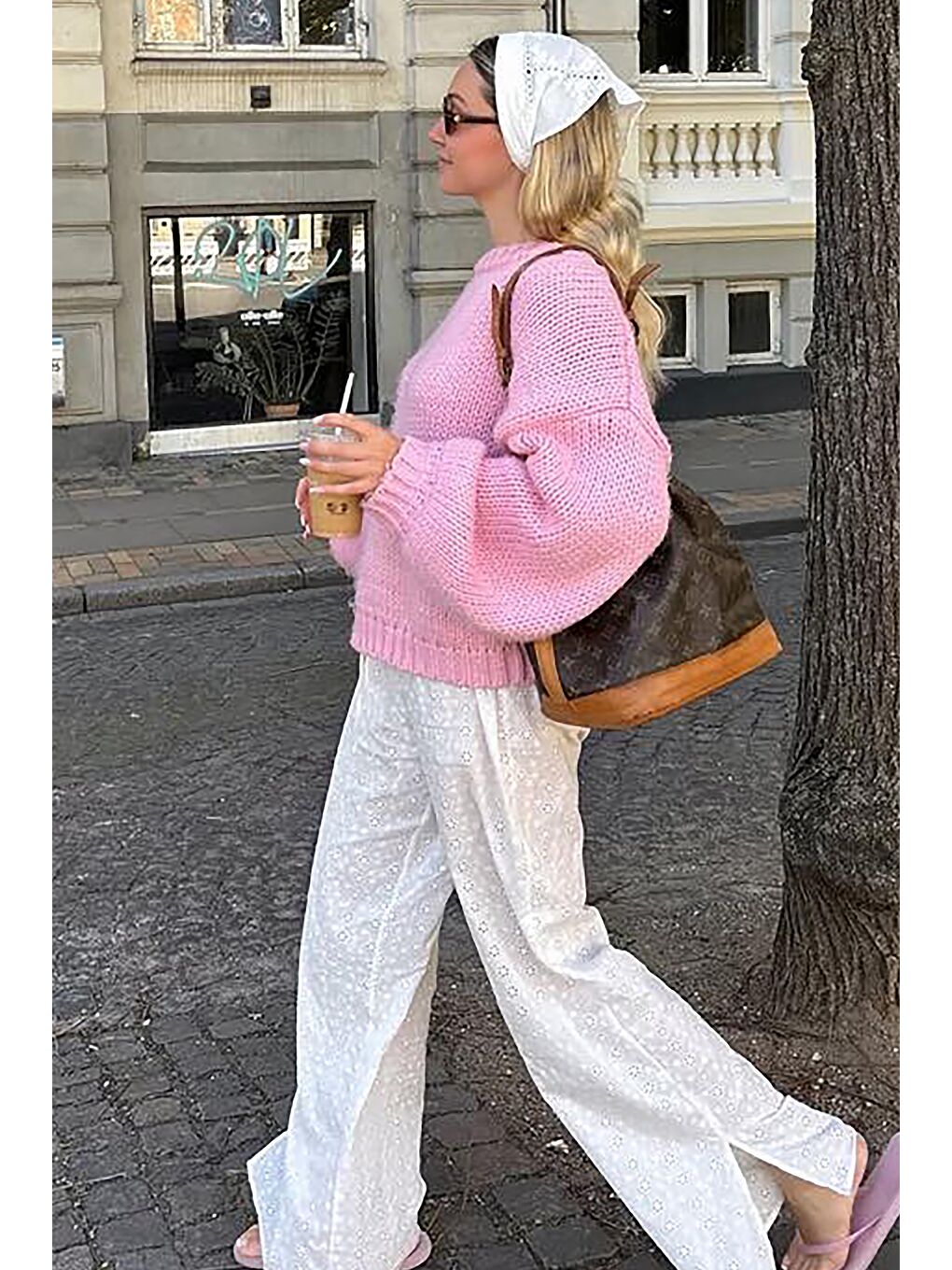 Pembe Balon Kol Rahat Kesim Kadın Triko Kazak Mg2602-1