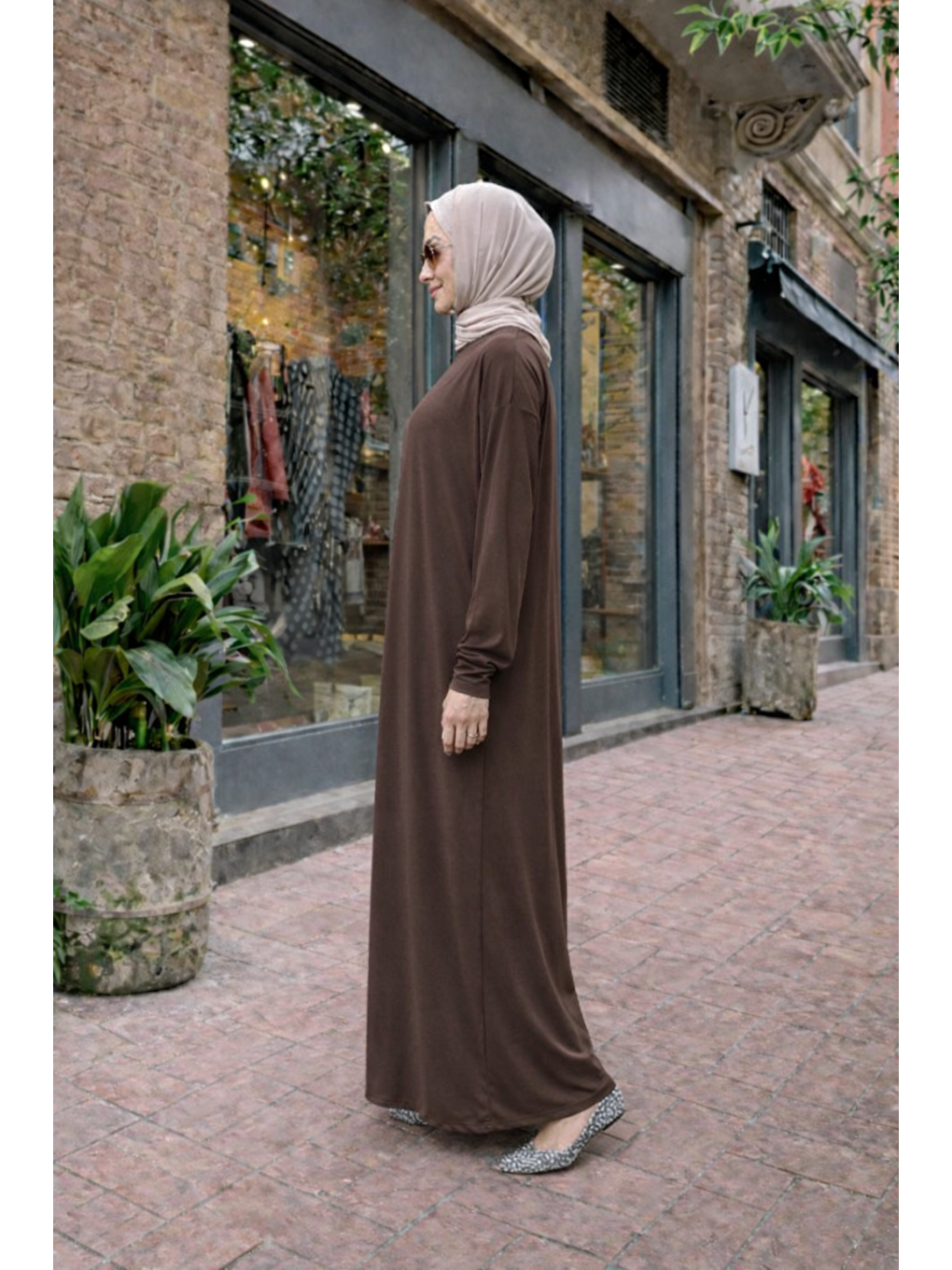 Kahverengi Kadın Premium Comfort Uzun Kahve Namaz Elbisesi-1