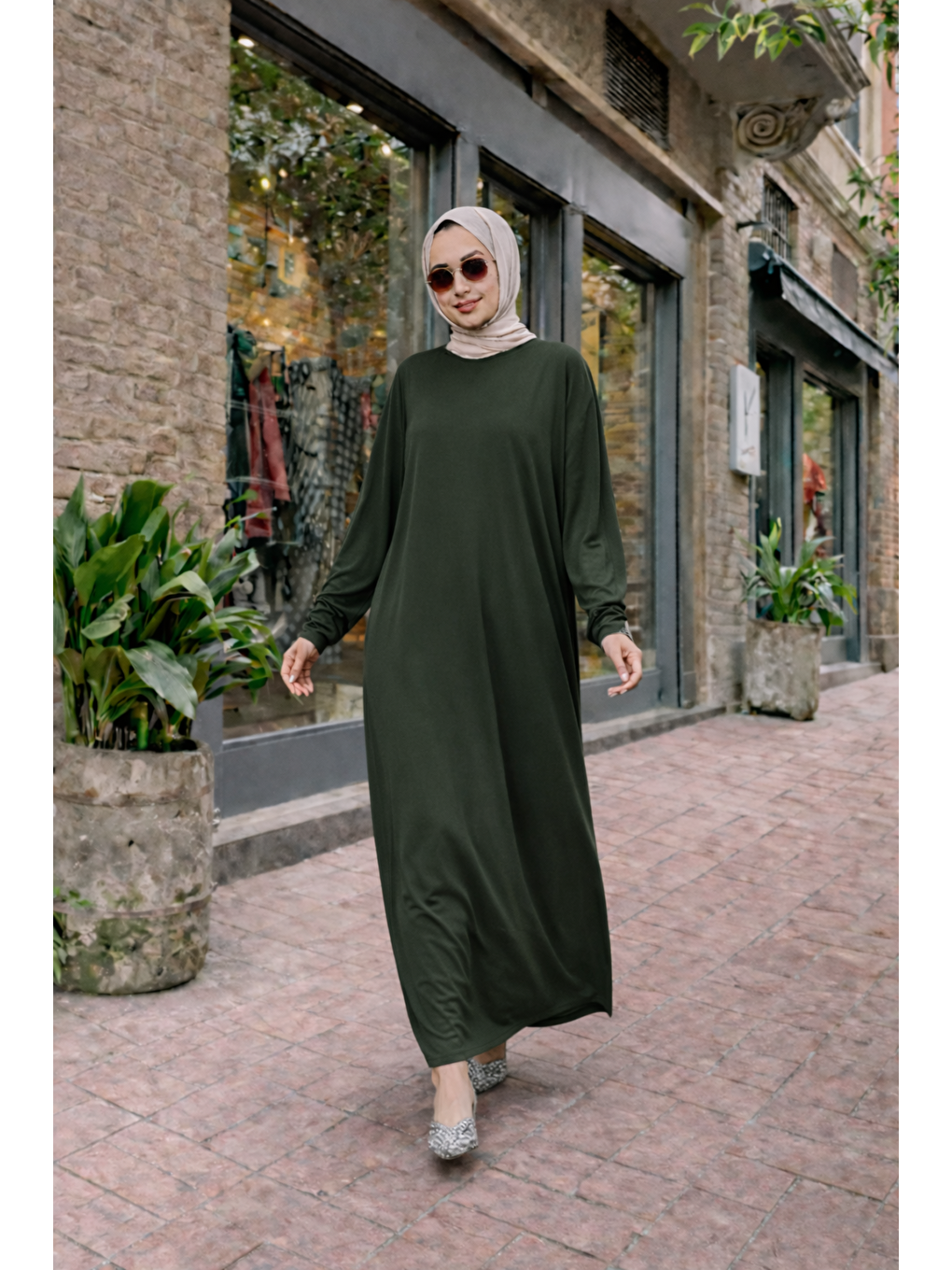 Kadın Premium Comfort Uzun Haki Namaz Elbisesi-3