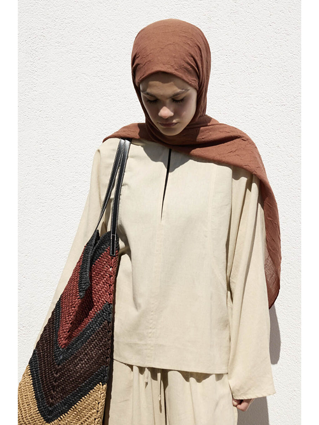 Bej Bambu Şal Badem-1
