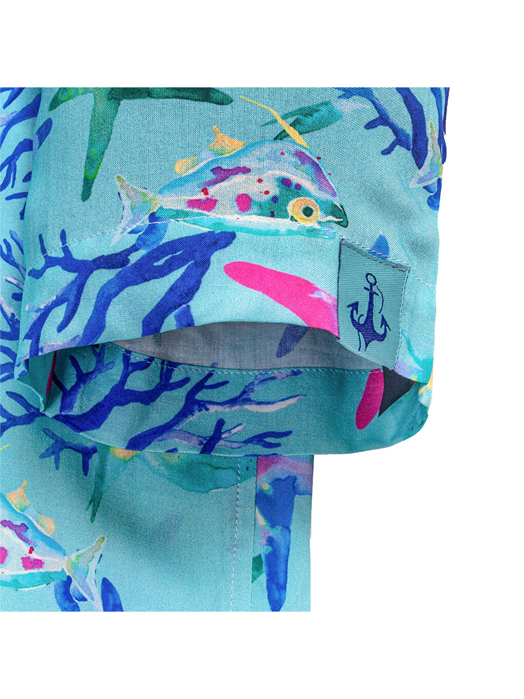 Karışık Akvaryum Desenli %100 Viskon Yumuşak Nefes Alabilir Kumaşlı Erkek Gömlek-2