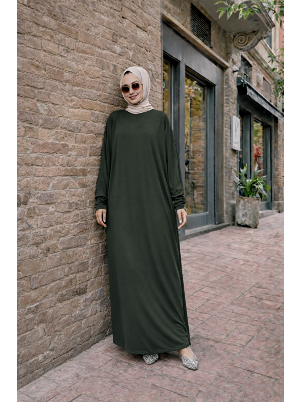 Kadın Premium Comfort Uzun Haki Namaz Elbisesi-5