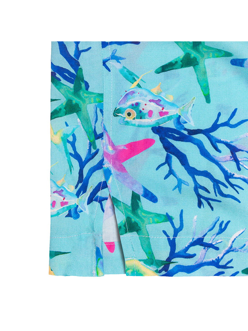 Karışık Akvaryum Desenli %100 Viskon Yumuşak Nefes Alabilir Kumaşlı Erkek Gömlek-6