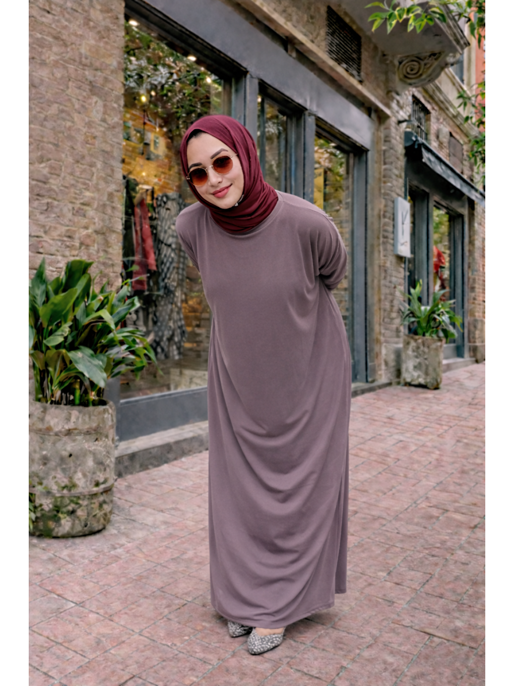 Kadın Premium Comfort Uzun Pembe Namaz Elbisesi-2