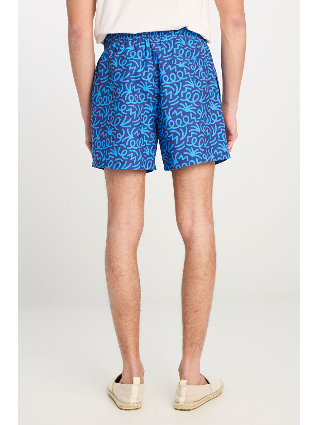 Regular Fit Normal Kesim Normal Bel Lacivert Desenli Deniz Şortu-4