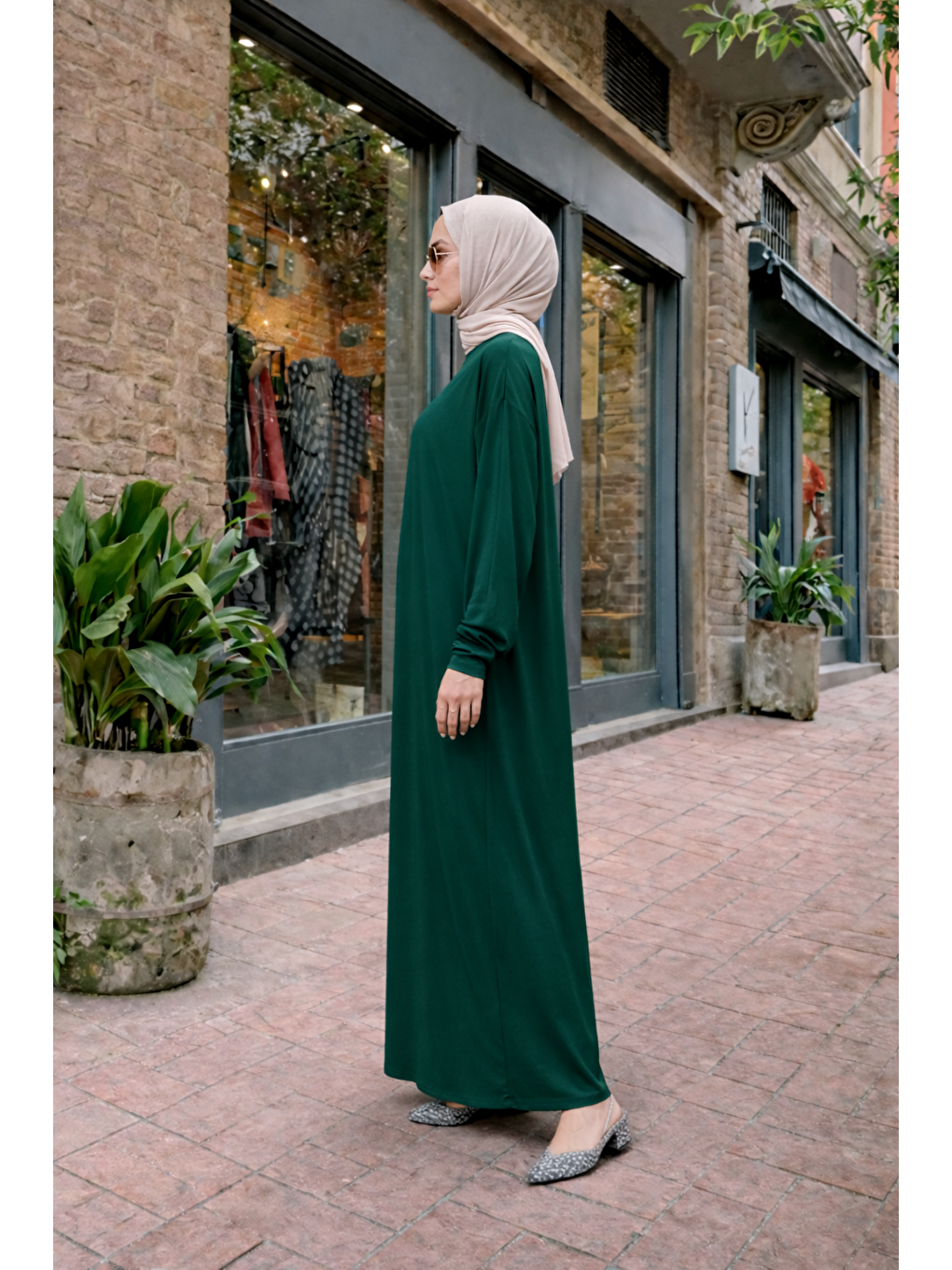 Kadın Premium Comfort Uzun Yeşil Namaz Elbisesi-1