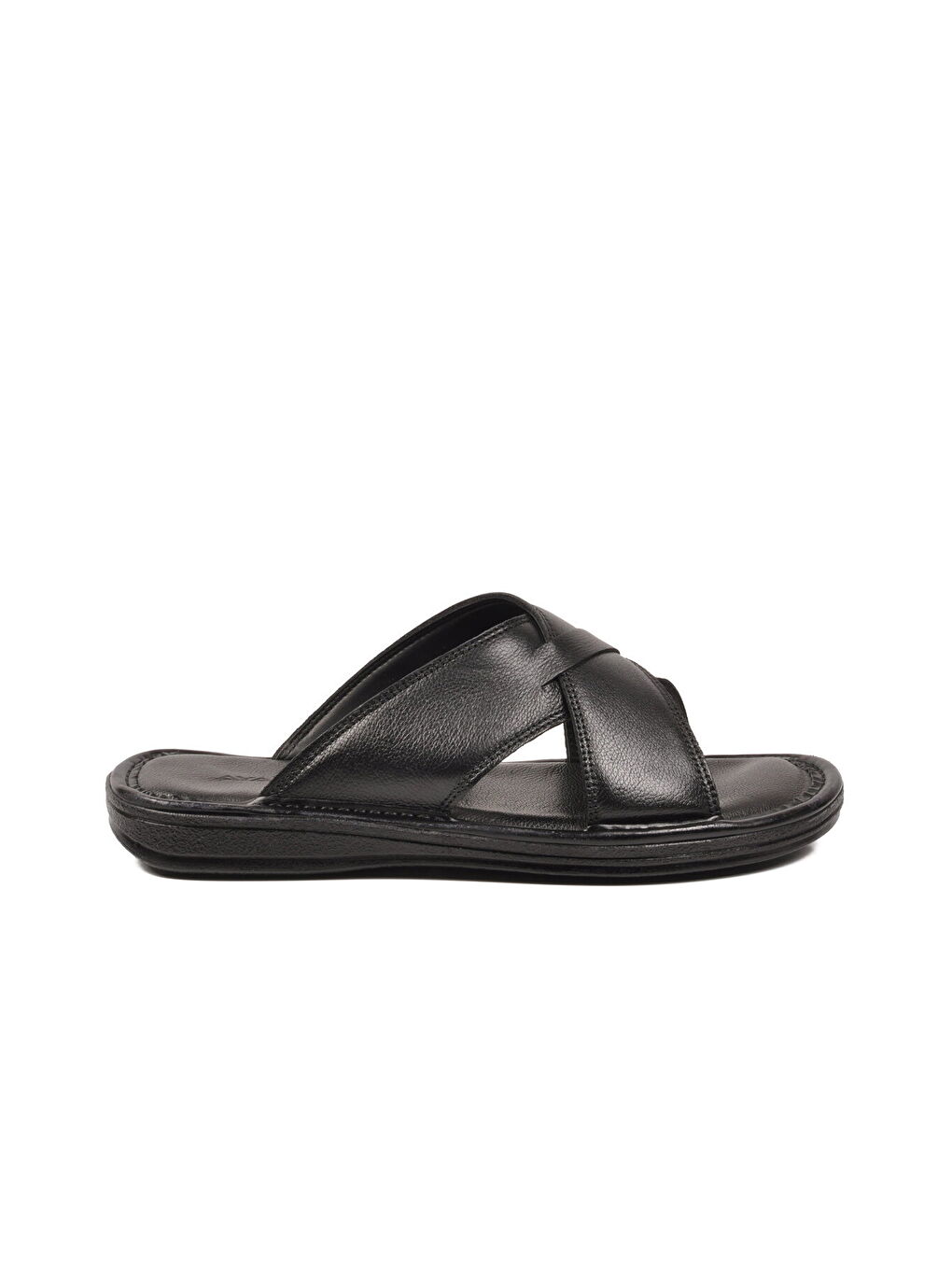 Siyah Yumuşak Taban Hakiki Deri Erkek Terlik 8522 M-1