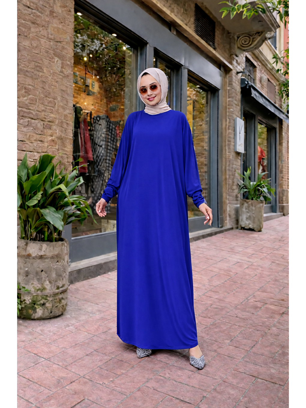 Kadın Premium Comfort Uzun Mavi Namaz Elbisesi