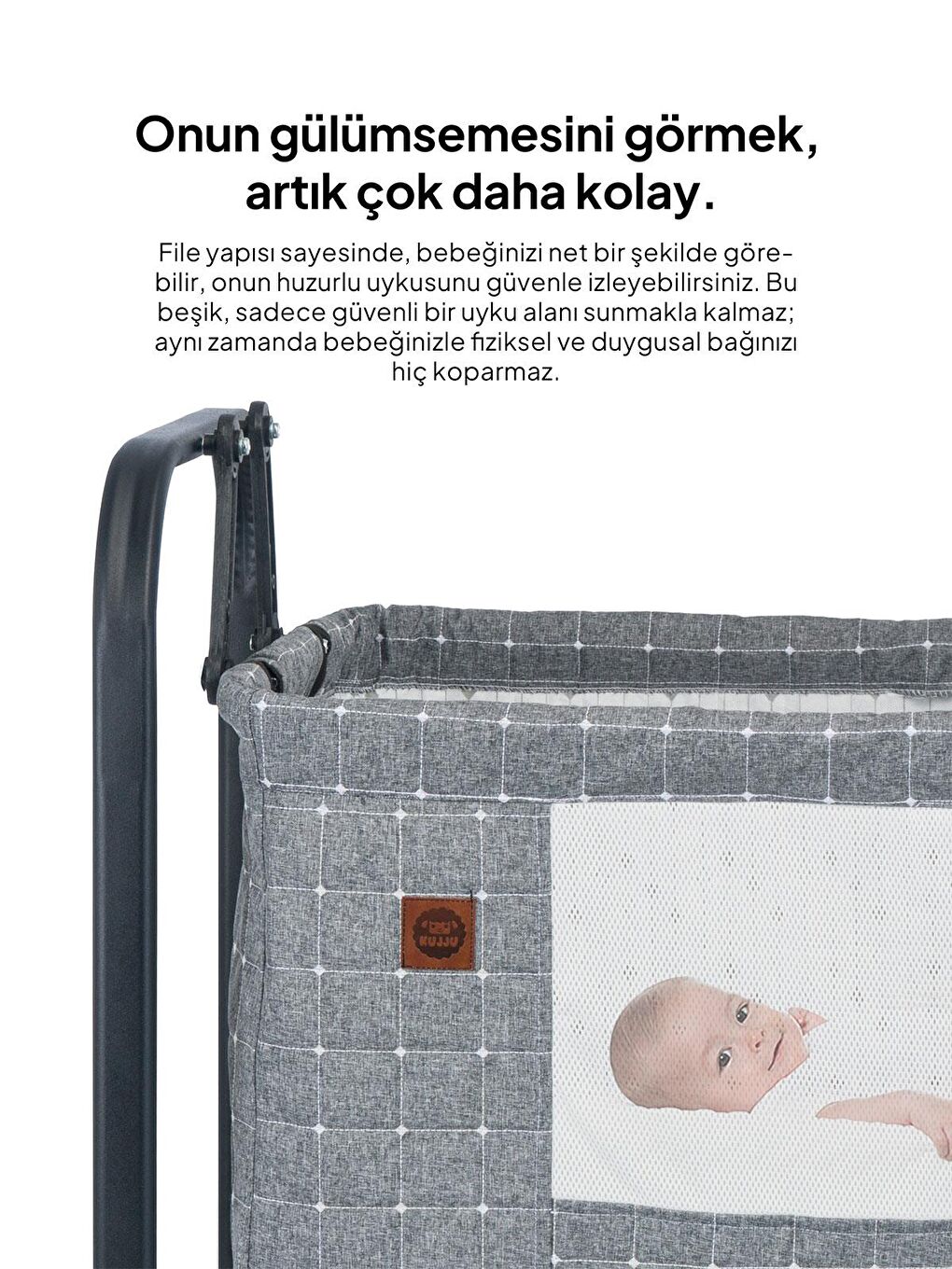 Elegance Cibinlikli Anne Yanı Sallanır Beşik - Gri Standart-4