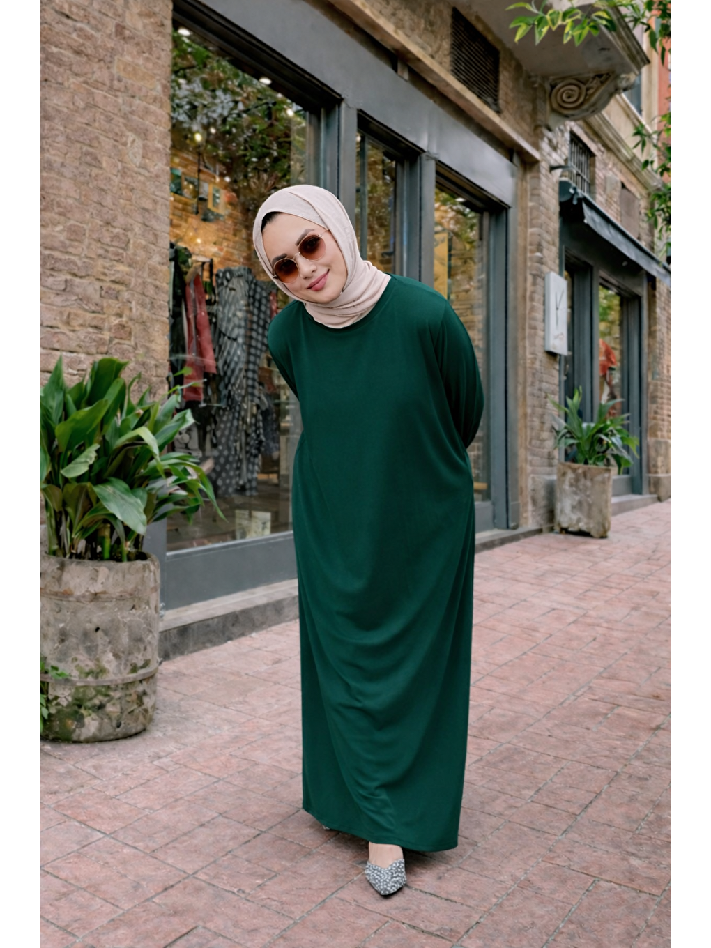 Kadın Premium Comfort Uzun Yeşil Namaz Elbisesi-2