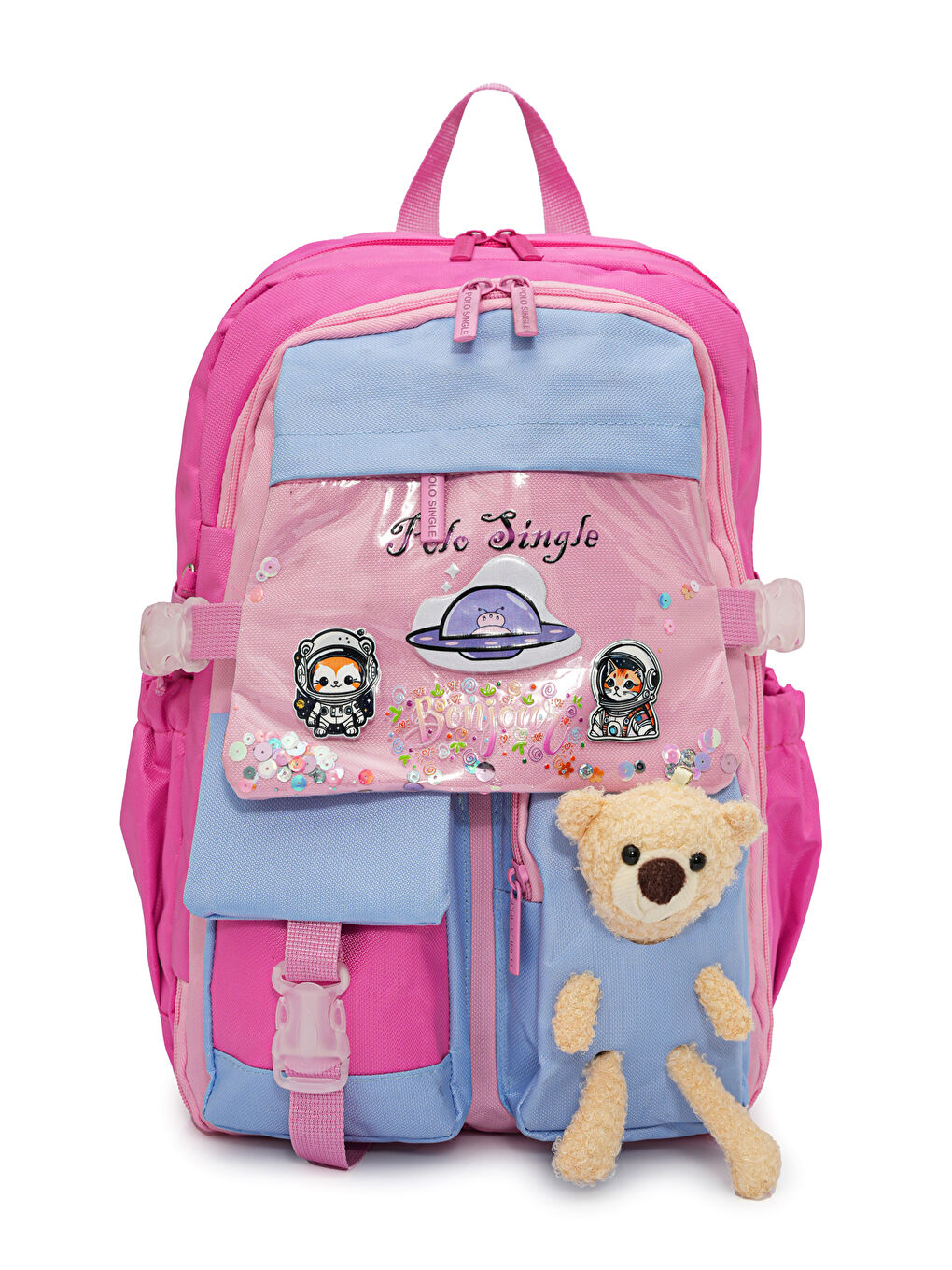 Ayıcık Detaylı Kız Çocuk İlkokul Çanta Seti-2