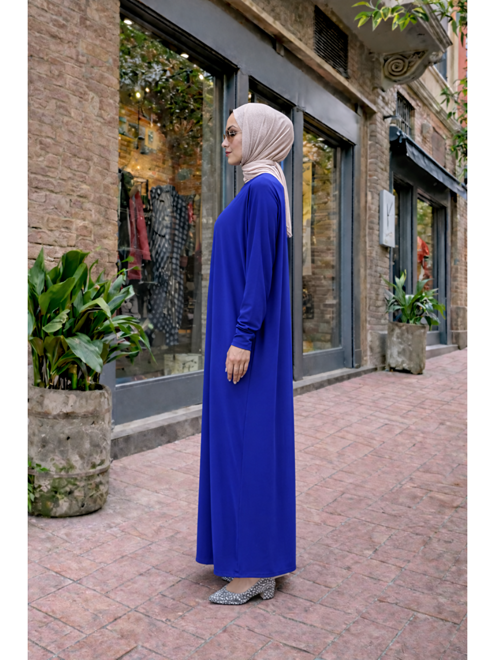 Kadın Premium Comfort Uzun Mavi Namaz Elbisesi-1