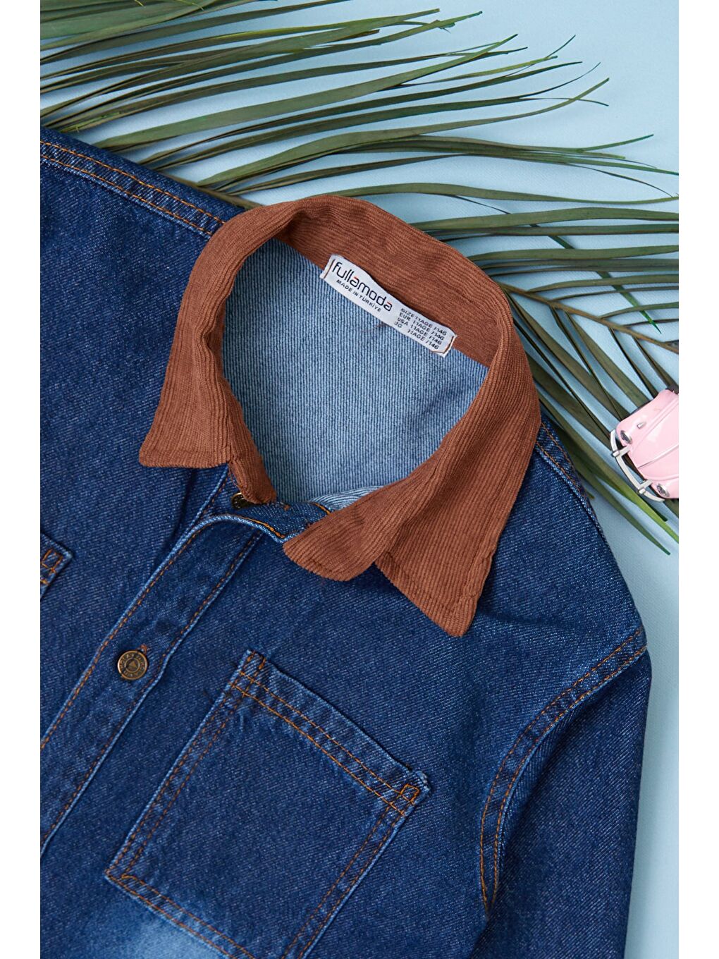 Lacivert Kadife Yaka Detaylı Jean Ceket 2 Li Erkek Çocuk Takım-4