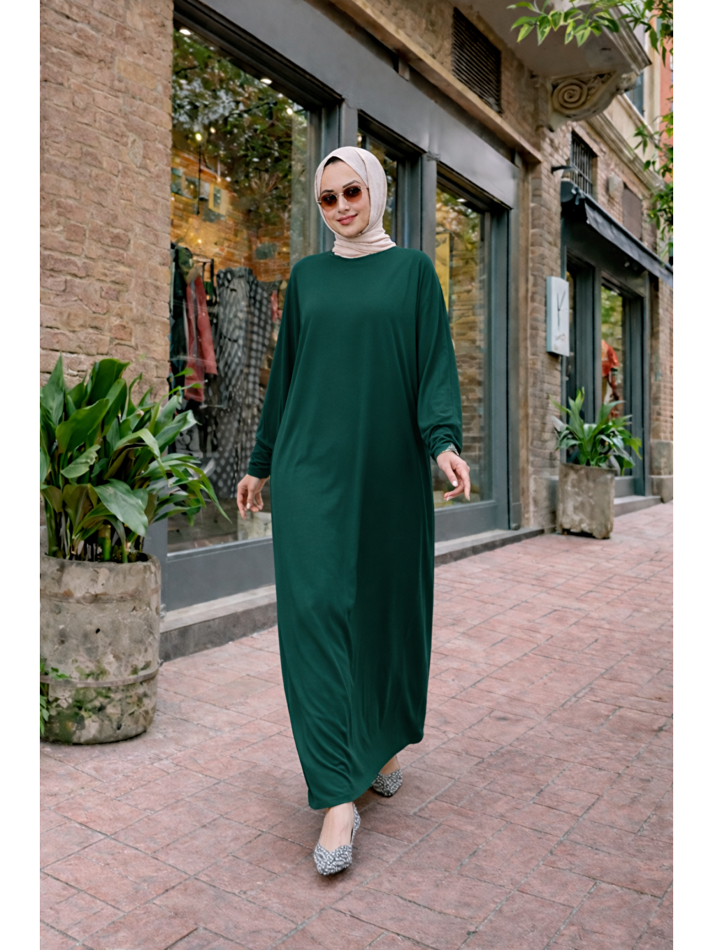 Kadın Premium Comfort Uzun Yeşil Namaz Elbisesi-3