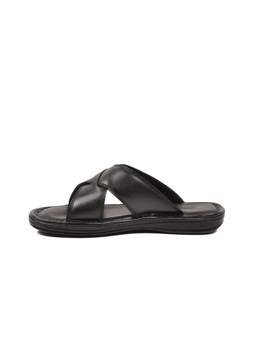 Siyah Yumuşak Taban Hakiki Deri Erkek Terlik 8522 M-3